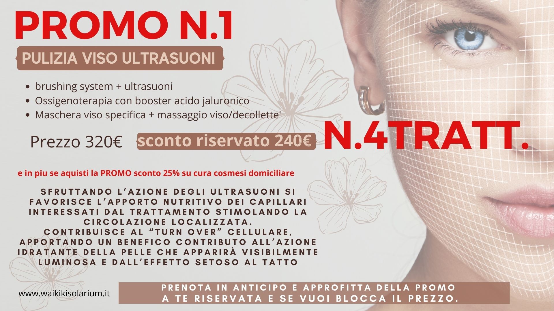 5 Sedute OSSIGENOTERAPIA estetica viso anti-age -74% di sconto 